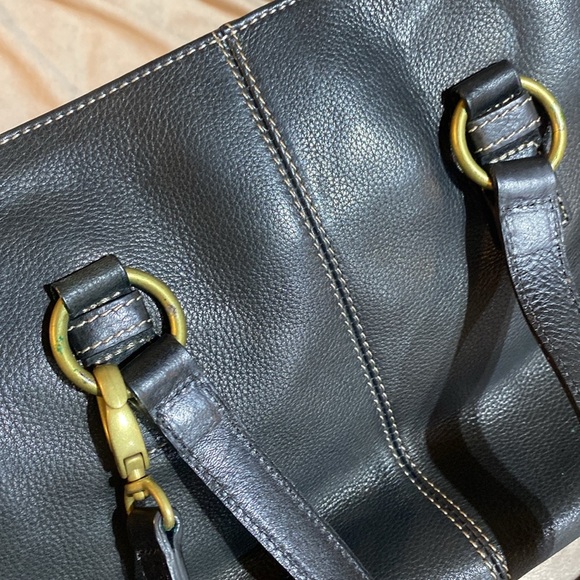 🆕 Fossil Castlehill Satchel Pebble Black Leather Handbag - Picture 15 of 16